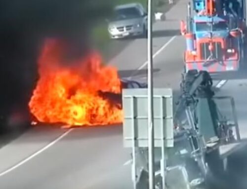 Disabled Pickup Truck Slammed By Semi, Bursts Into Flames on Highway [VIDEO]