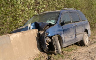 Vehicle damaged after a car accident that may lead to an insurance claim and increased insurance premiums